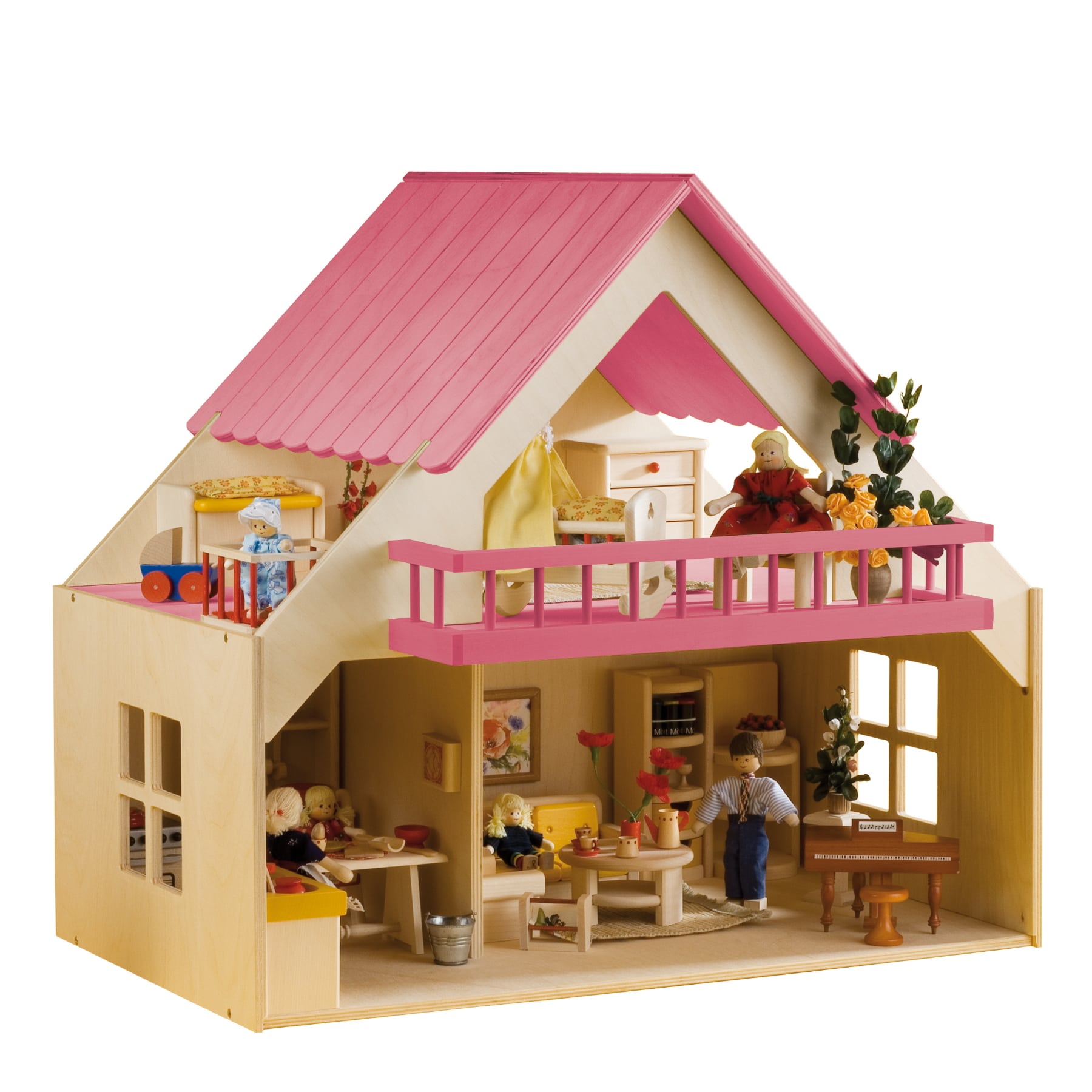 Haus mit Balkon,Dach pink