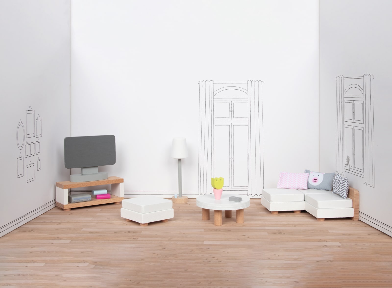 Stylische Einrichtung in modernem Design fÃ¼r das Wohnzimmer